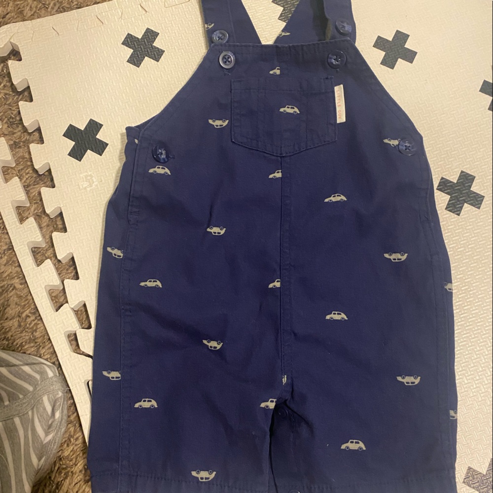 Baby overall shorts with cars